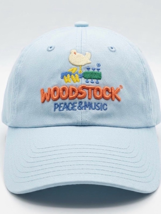 American Needle Accessories - Woodstock Peace & Music Embroidered Light Blue Baseball Cap Music Festival Boho